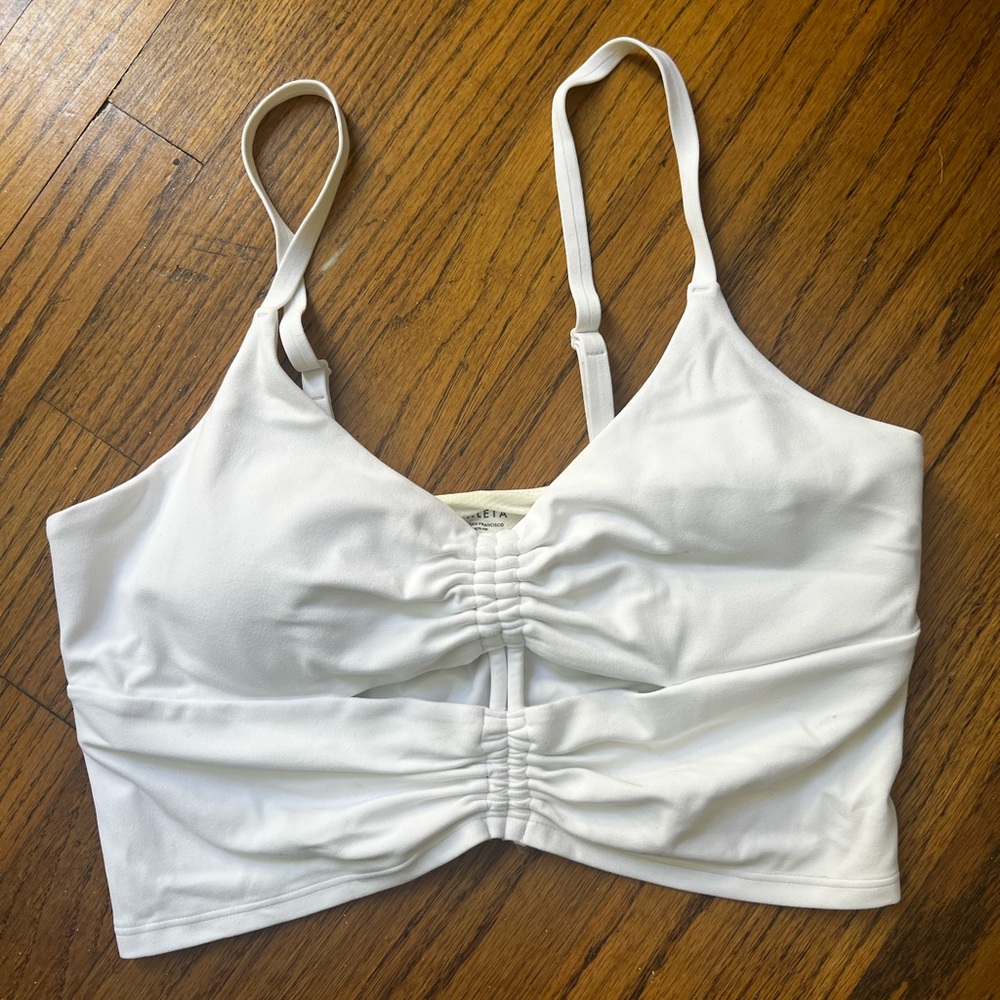Athleta White ruched workout tank size small